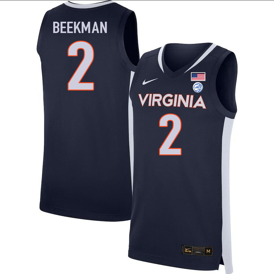 Men #2 Reece Beekman Virginia Cavaliers College 2022-23 Stitched Basketball Jerseys Sale-Navy - Click Image to Close